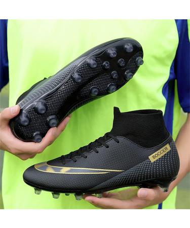 MFSH Unisex Big Boy Soccer Cleats Fg/ag High-top Spikes - Size 7 Women/6 Men - Professional Training Turf Indoor Athletic Sneaker - Black - Buy Online on GoSupps.com