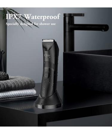 Kibiy Electric Groin Hair Trimmer for Men - IPX7 Wet/Dry Male Pubic Hair Trimmer with LED Indicator Black - Buy Online on GoSupps.com