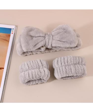 Limtula 1set Elastic Women Shower Hairband & Wristband Cute Bowknot Plush Face Wash Hairband Home Makeup Headband Wristband Pink 3piece set - Buy Online on GoSupps.com