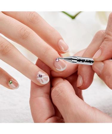 Rhinestone Picker Tool Kit | Crystal AB Rhinestones & Wax Pencil | Nail Art Applicator for DIY Designs - Black - Buy Online on GoSupps.com