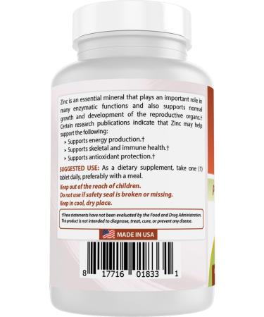 Best Naturals Zinc 50mg Supplements (as Zinc Picolinate) - Vitamins for Adults Immune Support - 120 Tablets (120 Count (Pack of 2)) - Buy Online on GoSupps.com