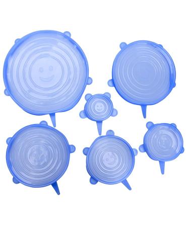 Jagowa 6PCS Can Covers Universal Silicone Tin Stretchable Can Lid Canned Food Covers For Pet Cats Dogs Food Can Cover (Blue) 2209-117B