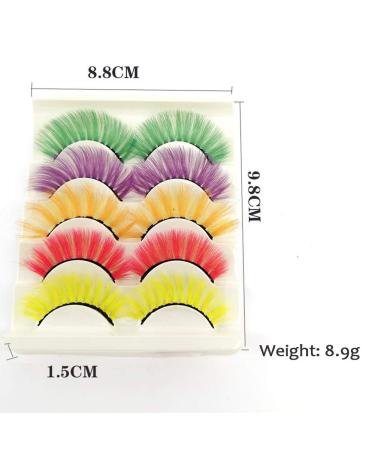 Allbestaye 5 Pairs Colorful Handmade False Eyelashes - Green Purple Brown for Party Makeup - Buy Online on GoSupps.com