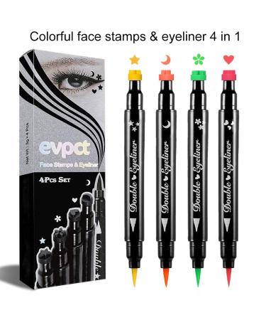 BINGBRUSH 4Pcs Double-head Liquid Stamp Eyeliner - 5 in 1 Shapes Face Stamps Makeup, Waterproof and High Pigment Liquid Eyeliner - Colorful and Slim Gel Felt Tip - Buy Online on GoSupps.com