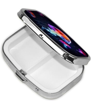 Colorful Jellyfish 2 Compartment Small Pill Case - Cute Travel Pill Organizer for Purse & Pocket Gifts - Buy Online on GoSupps.com