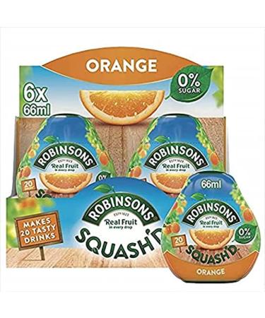 Robinsons SQUASH'D 0 percent sugar real fruit pumpkin low calorie orange makes 20 drinks pPack 6 packs of 66 ml each