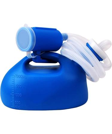 Male Urinal Urine Bottles for Men Portable Potty Pee Bottle 2000ML for Men's Urinal Home Camping Car Travel with 1.6m Long Tube Blue
