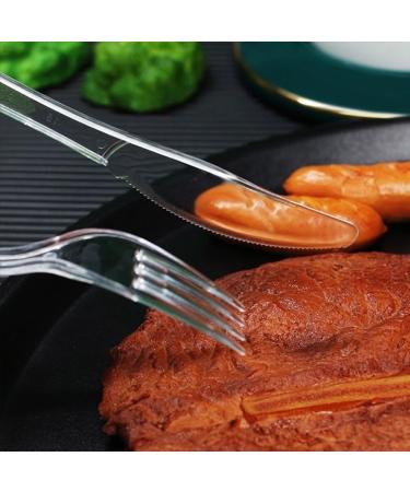 Clear Heavyweight Plastic Silverware for Birthday Party Barbecue Party Wedding ect (Transparent Including 100 Forks 100 Spoons 100 Knives) - Buy Online on GoSupps.com