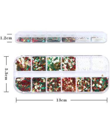Gzmayuen 12 Grids Christmas Nail Art Glitter - Holographic Snowflake 3D Mixed Nail Flakes for Winter Designs - International Shipping - Buy Online on GoSupps.com