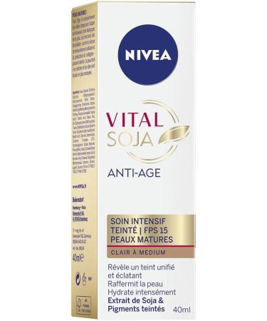 NIVEA Vital Soja Anti-Age Intensive Tinted Care Light to Medium SPF 15 (1x40 ml) anti-aging serum enriched with Soy & tinted pigments facial care for women with mature skin - Buy Online on GoSupps.com