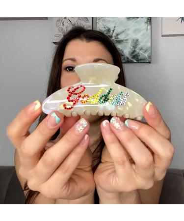 Custom Bride Hair Clips | Rhinestone Name Clips for Wedding | Large Matte Hair Claws for Thin & Long Hair | Nonslip & Strong Hold | Bridal Hair Accessories in Shell White - Buy Online on GoSupps.com