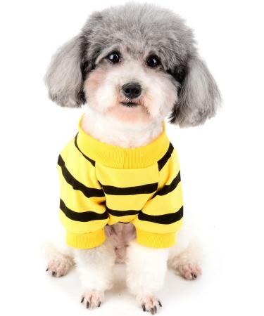 Zweitea Dog Shirts for Small Dogs | Summer Striped T-Shirts & Sweatshirts | Soft Cotton Puppy Clothes | Chihuahua Fashion XL - Dark Yellow - Buy Online on GoSupps.com