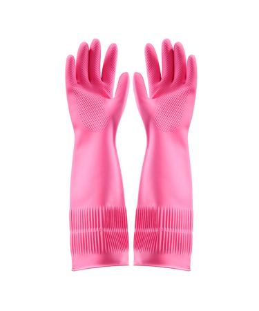 Bafnsiji 2 Pairs Rubber Dishwashing Glove Reusable Waterproof Cleaning Rubber Gloves Reusable Unlined Kitchen Gloves Washing Up Gloves Kitchen Dishwashing Large