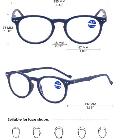 Koosufa Anti-Blue Light Reading Glasses for Men & Women - Oval Round Spring Hinge Visual Aid Available in 1.0 to 4.0 Strengths - Buy Online on GoSupps.com