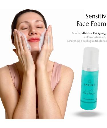  Saphr Sensitive Face Foam Gentle Cleansing & Shaving Care with Panthenol Allantoin & Bisabolol for Sensitive Skin - 150ml - Fragrance Free & Vegan - Buy Online on GoSupps.com