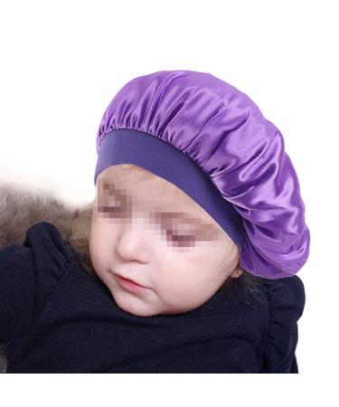 2 Pcs Kids Satin Sleeping Caps - Purple and Pink | Elastic Band Hair Care Bonnets for Baby, Toddler, Teens - Buy Online on GoSupps.com