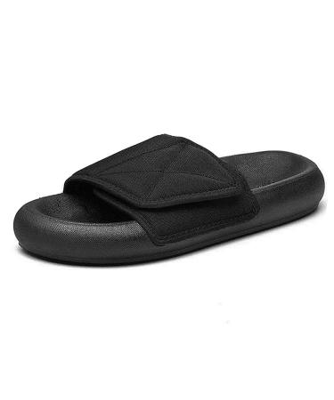 ZJING Adjustable Womens Diabetic Slippers Open Toe Extra Wide Width Slippers for Womens Comfortable Orthopedic Shoes Edema Shoes for Arthritis Swollen Feet 7.5 Black
