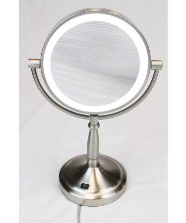 Double Sided LED Makeup Mirror with Brushed Nickel Finish - 1x/5x Magnification | Hospitality Source - Buy Online on GoSupps.com