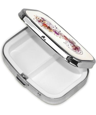 Musical Note Floral Printing Small Pill Case | 2 Compartment Travel Pill Organizer - Cute Purse Gift - Buy Online on GoSupps.com