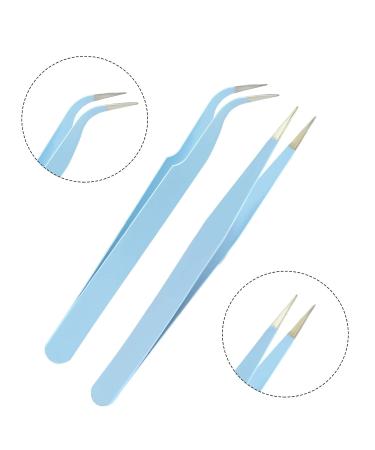 AIEX 2 Pack Eyelash Curlers - Stainless Steel Eyelash Extension Curlers with Straight & Curved Tips (Blue) - Perfect for All Eye Shapes - Buy Online on GoSupps.com
