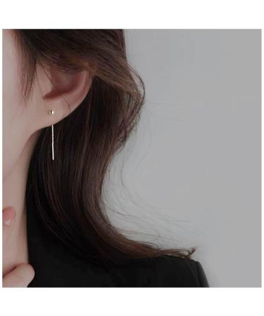 Boho Bar Threader Earrings - Silver Line Dangle Drop Earrings for Women & Girls | Unique Long Chain Jewelry - Buy Online on GoSupps.com