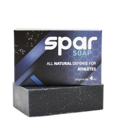 Spar Soap Original Bar (4 Ounce) Activated Charcoal Tea Tree Antifungal Properties For BJJ MMA Wrestlers Grapplers Men/Women USA Made Body Soap For Body Odor With Lemongrass and Peppermint