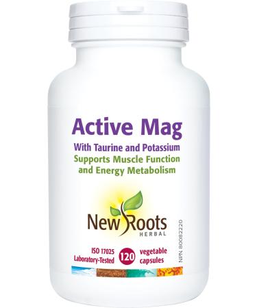 New Roots Herbal - Active Magnesium with Taurine and Potassium 120 Capsules - Pure Magnesium Citrate Supplement with Potassium chloride and Taurine - Supports Electrolyte Balance & Overall Wellness 120 count (Pack of 1) Active Magnesium Citrate
