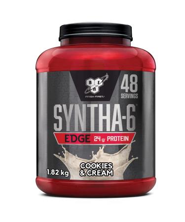 BSN Nutrition Protein Powder Syntha 6 Edge Low-Carb & Low-Sugar Whey Protein Shake with whey protein isolate and bcaas muscle gain supplement with cookies & cream taste 48 portions 1.87 kg