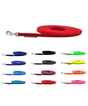 Drag line biothane dog leash small dogs 9mm 3m / 5m / 10m / 15m dog leash Bothane (12m without hand loop red) 12m without hand loop red red