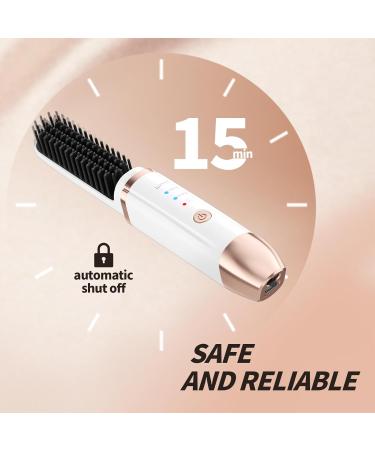 Cordless Hair Straightener Brush | Portable Mini Electric Comb for Men & Women | Ionic Thermal Wireless Hot Brush (White) - Shop Now - Buy Online on GoSupps.com