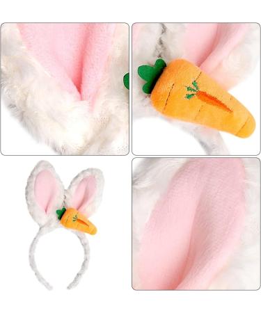 Jagowa Rabbit Head Bands Bunny Ears Animal Head Bands Plush Rabbit Ear Carat For Shower Beauty Makeup Headbands Accessories (White Pink) - Buy Online on GoSupps.com