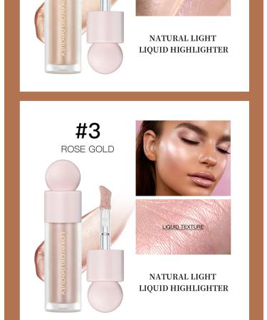 Rose Gold Liquid Highlighter Stick for Face & Body - Waterproof, Moisturizing, Natural Looking Glow | Cushion Applicator - 03 Rose Gold - Buy Online on GoSupps.com