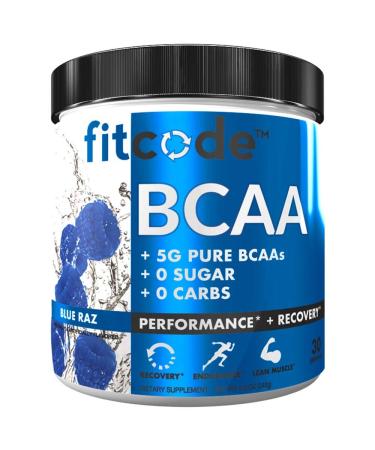 Ultra Premium BCAAs with 5G of Pure BCAAs with Proven 2:1:1 Ratio of Amino Acids to Help Post Workout Recovery Lean Muscle Growth Endurance 30 Servings (Blue Raz)