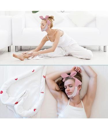 V Line Lifting Face Mask - Reusable V Shaped Slimming Strap for Sagging Skin & Double Chin Reduction - Pink Facial Lift Belt for Women - Buy Online on GoSupps.com