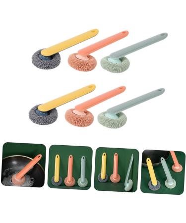 Solustre 12 pcs Kitchen Cleaning Brush Set - Long Handle Pot & Dish Cleaners | Rust Etching & Rubber Wash Basin Brushes for Effortless Cleaning - Buy Online on GoSupps.com