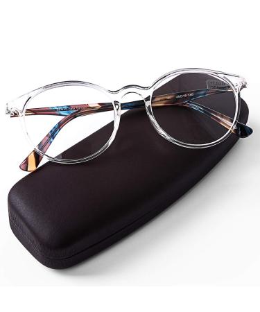 DOOViC Italy Design Fashion Reading Glasses for Women Men Stylish Clear Frames Readers with Case +3.50 Strength Clear 3.5 x