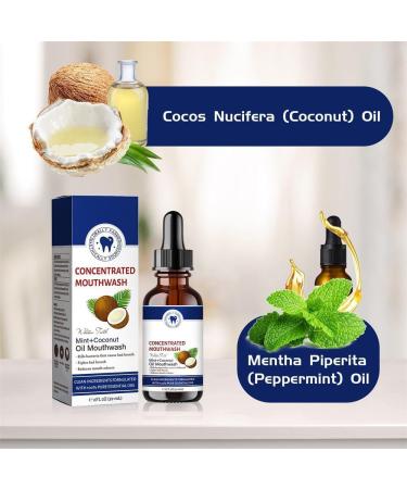 Bain de bouche l'huile de noix de coco bain de bouche l'huile fra che de noix de coco huile de noix de coco bio pure tirant pour les dents huile puissante de menthe poivr e bio (2) - Buy Online on GoSupps.com
