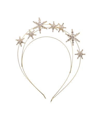 Beaupretty Strass stars crown headband star tiara bride wedding princess pageant k nigin crown christmas headband (silver) golden