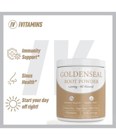 iVitamins Golden Seal Powder - Golden Seal Powder for Sinus - Goldenseal - Echinacea Goldenseal - Goldenseal Root - Golden Seal - Goldenseal Root Powder Organic - 1 000mg per Serving - 115 Servings - Buy Online on GoSupps.com