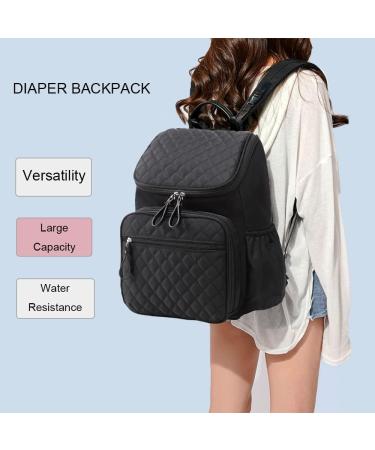 LORADI Large Capacity Diaper Bag Backpack Water Resistant Anti-Theft Pocket Stroller Clips Black Travel Tote for Parents - Buy Online on GoSupps.com
