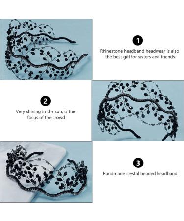 Beaupretty Crystal Wedding Headband - Black Rhinestone Tiara for Bride & Bridesmaids - Buy Online on GoSupps.com