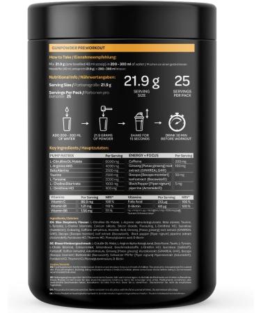 Gunpowder Pre-Workout | Perform | 25 Servings (550 g) | Blue Raspberry | Boost Energy & Performance | International Shipping Available - Buy Online on GoSupps.com