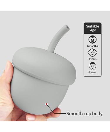 Acorn Toddler Cup - Silicone Sippy Trainer Straw Cup for Baby, Toddler, Child Feeding - Unbreakable, Spill-Proof, Non-Slip - BPA-Free Gray 6.7 oz - Buy Online on GoSupps.com