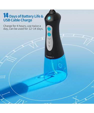 TUREWELL FC1592 Water Flosser for Teeth - Cordless, 300ML Water Tank, Portable Oral Irrigator, IPX7 Waterproof, 3 Modes, 4 Jet Tips - Black - Buy Online on GoSupps.com