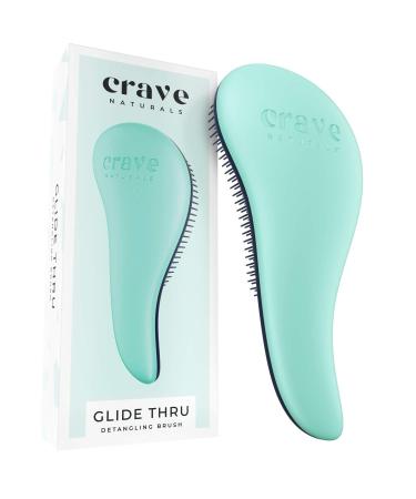Crave Naturals Glide Thru Detangling Hair Brush for Adults & Kids Hair - Detangler Brush for Natural, Curly, Straight, Wet or Dry Hair - Hairbrush for Men & Women - 1 Pack - Turquoise 1 Pack Turquoise