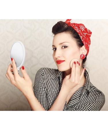 Double Sided 5X/1X Magnifying Hand Held Makeup Mirror - Compact Cosmetic Vanity Mirror for Girls Ladies - White - Buy Online on GoSupps.com