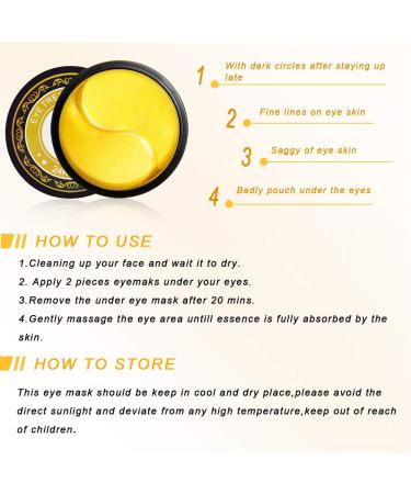 Golden Under Eye Patches - 30 Pairs Eye Gels with Amino Acids & Collagen | Rejuvenate Dark Circles & Puffy Eyes - Travel-Friendly Anti-Wrinkle Treatment - Buy Online on GoSupps.com