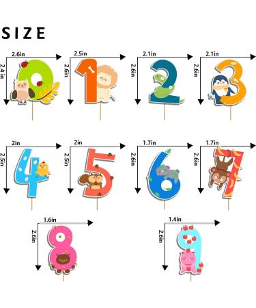 Set of 10 Number 0-9 Cake Toppers DIY Cupcake Toppers with Some Animals for Wedding Anniversary Cake Decorations Happy Birthday Baby Shower Party Supplies - Buy Online on GoSupps.com