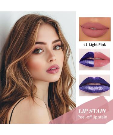 HOPHAT 3PCS Peel Off Lipstick Set Easy Peel & Reveal Lip Stain Waterproof Long Lasting Peel Off Mask Lip Gloss Lip Liner Makeup Beauty - Buy Online on GoSupps.com
