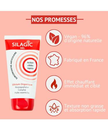 SILAGIC - Gel de Massage Chauffant Articulations & Muscles - Soulage Tensions & Raideurs - Silicium Harpagophytum Camphre & Huiles Essentielles - Fabriqu en France - 150 ml 150 ml (Lot de 1) - Buy Online on GoSupps.com
